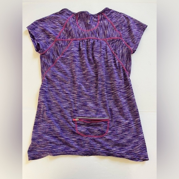 Athleta Space Dye Ruched Front Athletic Tshirts Set of 2 Purple Green Size S - Picture 6 of 15